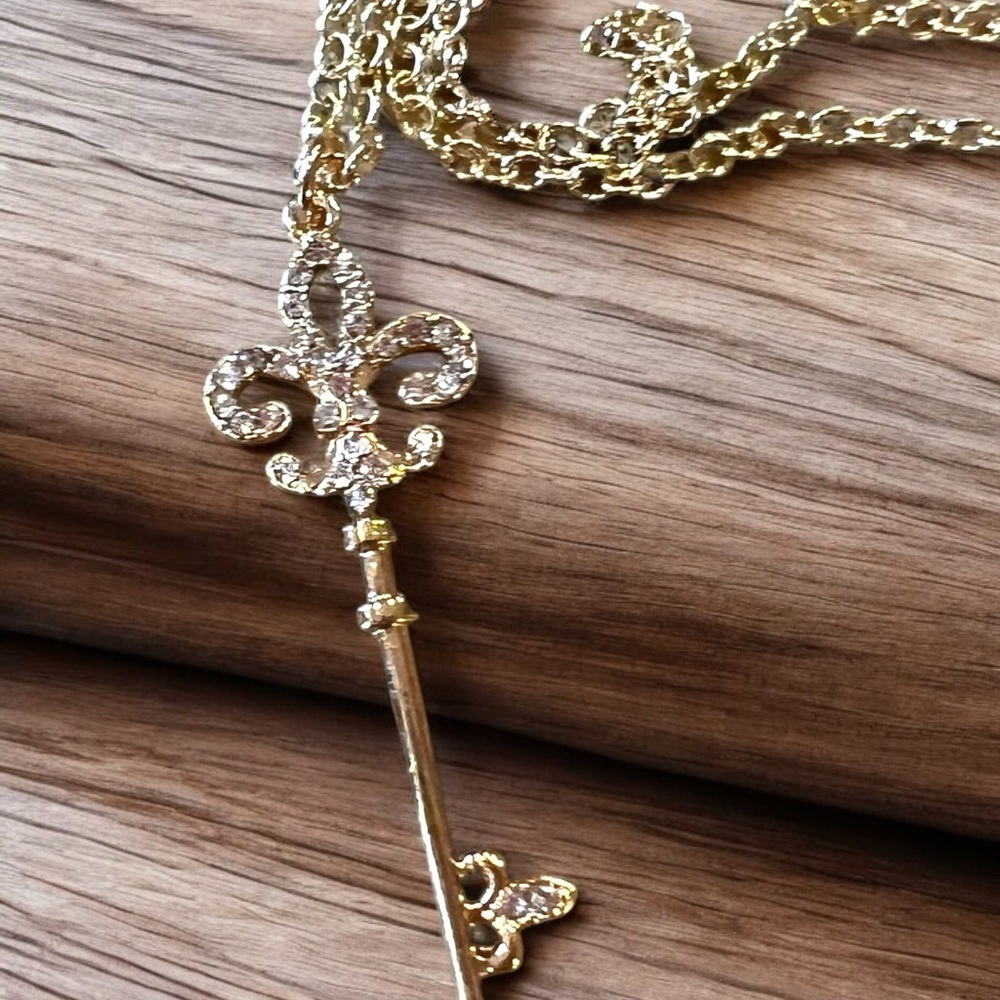 Fleur de Lis Key pendant charm necklace Key charm necklace Key pendant